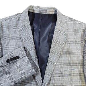 Madison Modern Fit Mens 42L Performance Blazer Gray Glen Check Plaid Sport Coat